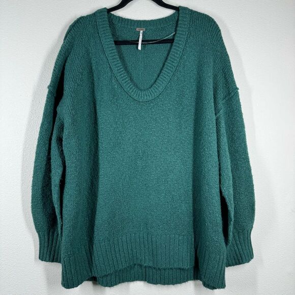 Free People Brookside Pullover Sweater Pine Needle Green...
